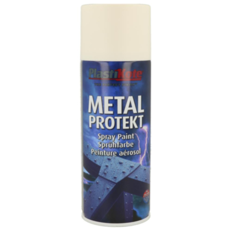 Plastikote Metal Protekt Satin White Spray Paint 400ml