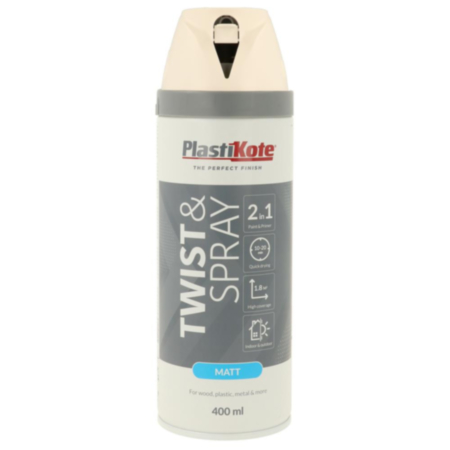 Plastikote Satin Twist & Spray White Paint 400ml