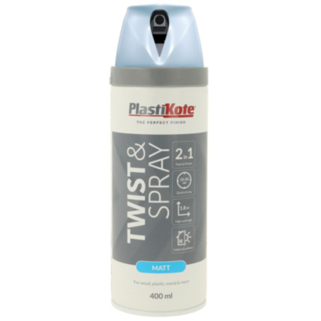 Plastikote Satin Twist & Spray Baby Blue Paint 400ml