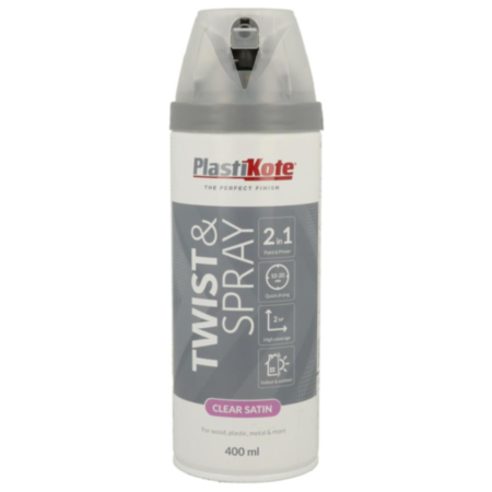 Plastikote Clear Super Acrylic Satin Spray Paint 400ml