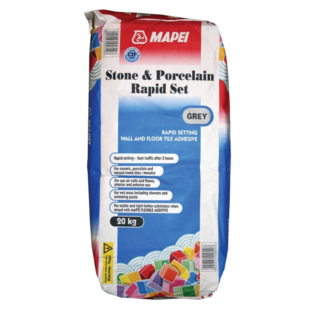 Mapei Stone & Porcelain Rapid Set Wall and Floor Tile Adhesive - Grey (20kg)