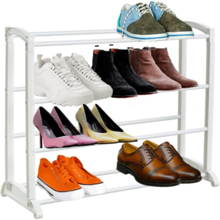 4 Tier Shoe Rack - White