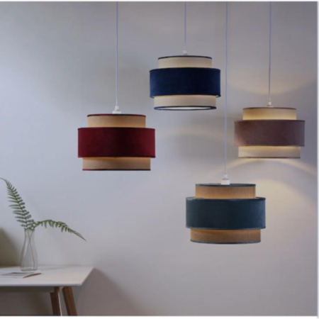 Banded Pendant Non-Elec Shade - Dusky Pink