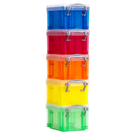 Really Useful Plastic Storage Box 0.14L - Assorted (Pack of 5)