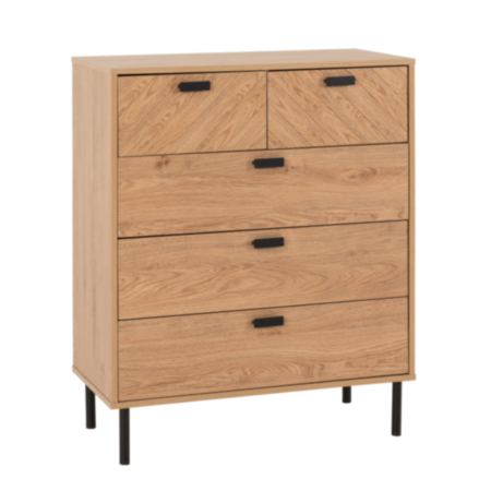 Leon 3+2 Drawer Chest - Medium Oak Effect