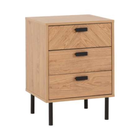 Leon 3 Drawer Bedside - Medium Oak Effect