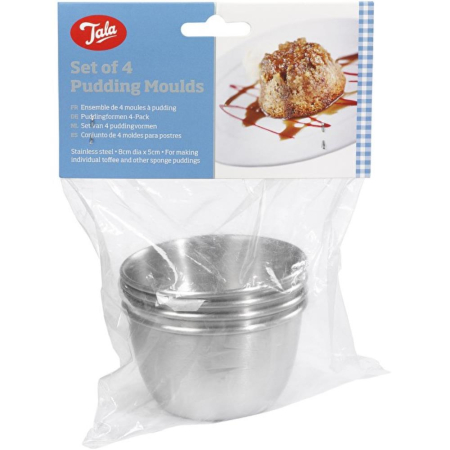 Tala Set 4 Pudding Moulds - 8cm Diameter x 5cm Diameter