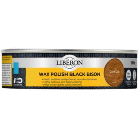 Wax Polish Black Bison Paste Dark Oak 150ml