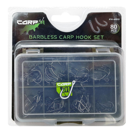 Carp On 80Pc Boxed Barbless Carp Hook Set Sizes 4-6-8-10 