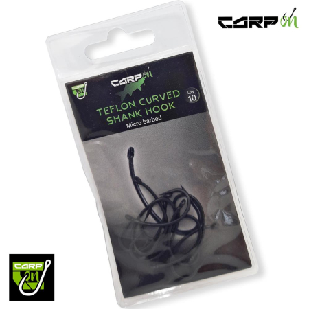 Carp On 10 Pack Teflon Coated Curved Shank Hooks - Size 4 - Barbless 