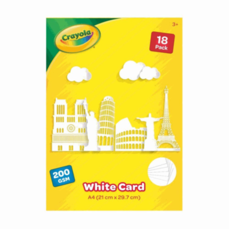 Crayola 18 Pack A4 White Card 200gsm