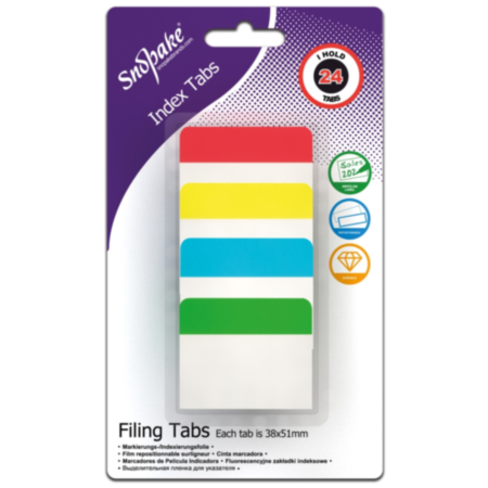 Snopake Filing Index Tabs Assorted - 24 tabs 