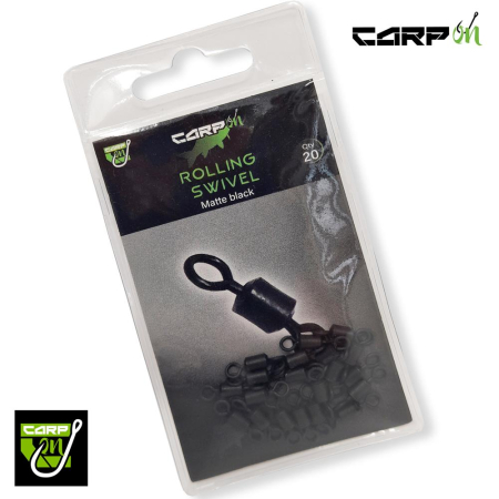 Carp On 20Pk Matte Black Rolling Swivels - Size 8