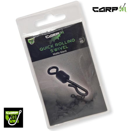 Carp On 10Pk Matte Black Quick Rolling Swivels - Size 8