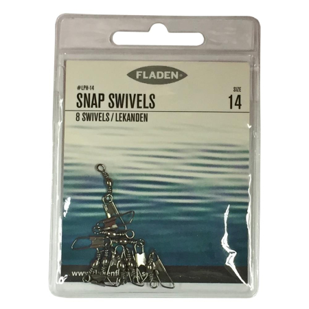 Fladen 8Pk Black Snap Swivels - Size 14 