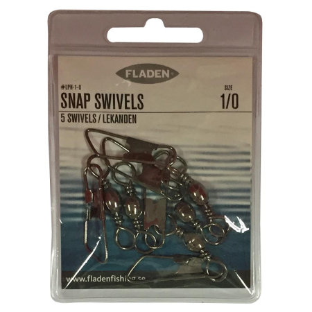 Fladen 5Pk Black Snap Swivels - Size 1/0 