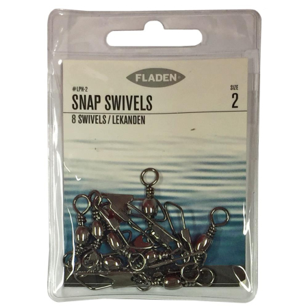 Fladen 8Pk Black Snap Swivels - Size 2 
