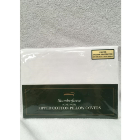Slumberfleece Zipped Cotton Case Pillow Protector Pair