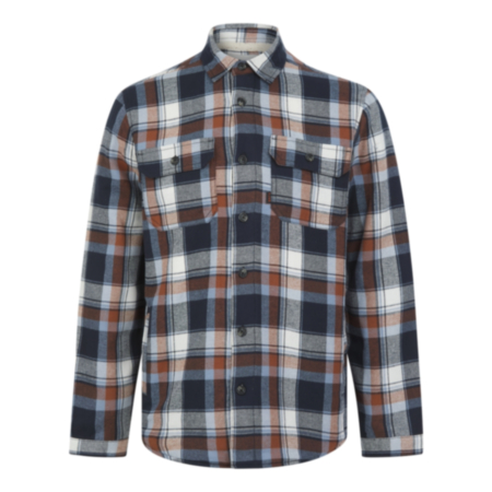Tokyo Laundry Aksla Mens Sherpa Lined Check Shirt - Navy/brown
