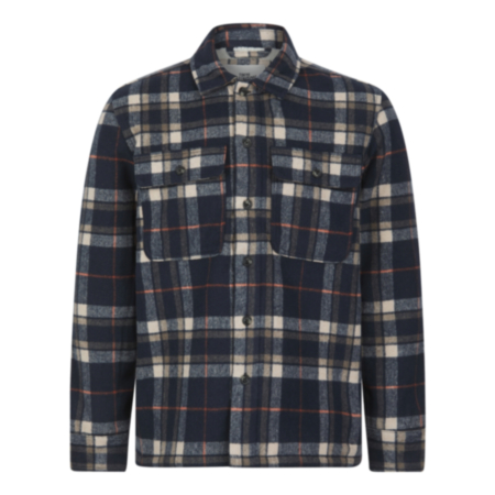 Tokyo Laundry Almanor Mens Check Shacket - Navy/Black