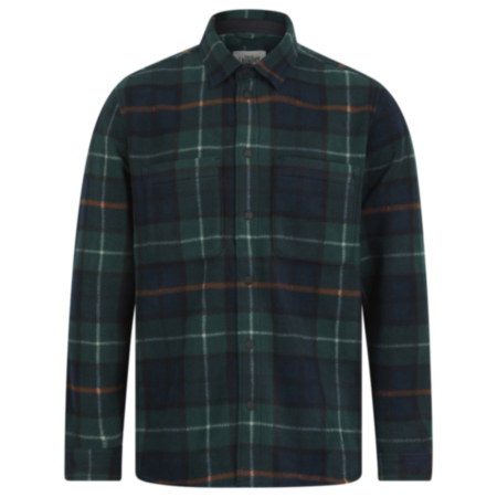 Tokyo Laundry Teo Mens Fleece Check Shirt - Green/Charcoal