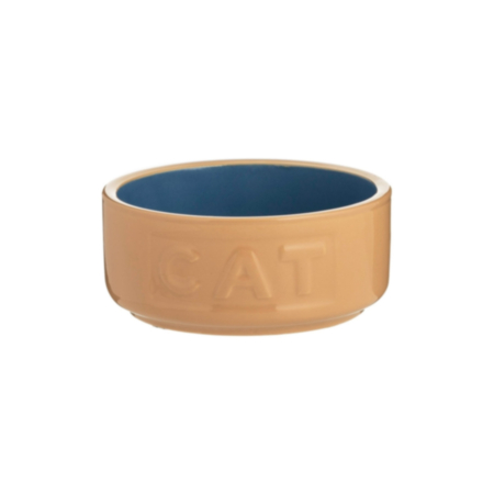 Mason Cash Cane & Blue Lettered Cat Bowl - 13cm