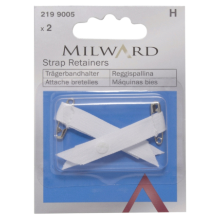 Milward Bra Strap Retainers with Safety Pin - White (2 Pieces)