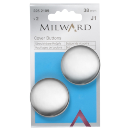 Milward Cover Buttons | Silver - 38mm (2 Pieces)