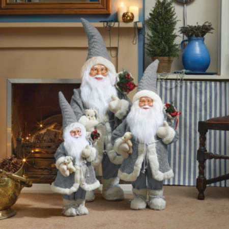 Decorative Standing Mega Papa Noel - Grey (85cm)