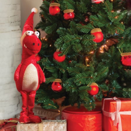 Festive Standing Dino Plush - Red (35cm)