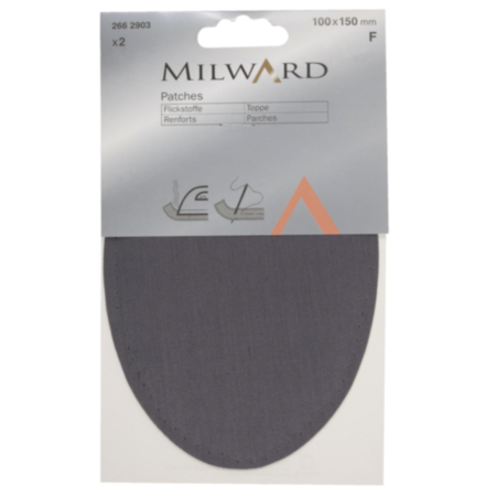 Milward Sew or Iron-on Patches - 100 x 150mm (Dark Grey)