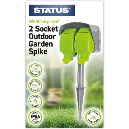 Status 2 Way 15mtr Spike Extension Socket IP54