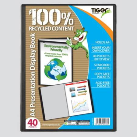 Tiger Stationery A4 40 Pocket Display Book - Black
