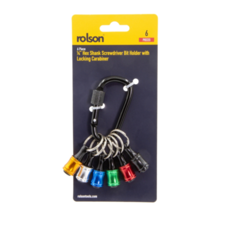 Rolson 6pc ¼" Hex Shank Screwdriver Bit Hold & Carabiner