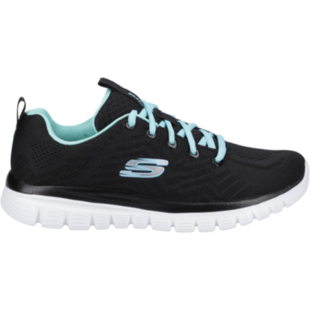 Skechers Graceful Get Connected Sports Shoe Size 6 Black/Turquoise