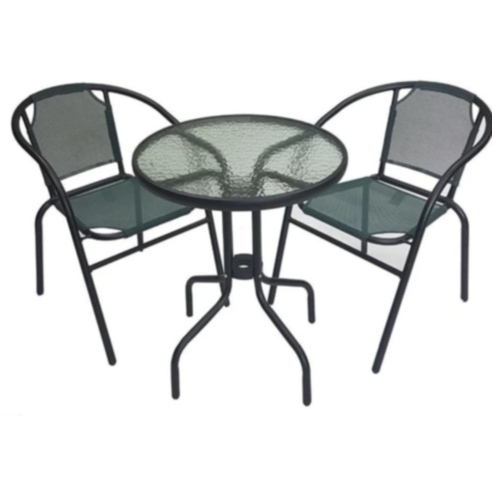 3 Piece Cyprus Steel/Textilene Bistro Set Teal