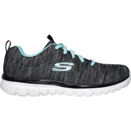 Skechers Graceful Twisted Fortune Shoe  Size 7 Black/Turquoise