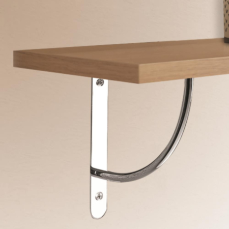 Cove Shelf Bracket - 180 x 180mm - Chrome Plated