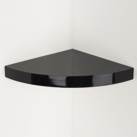 Hudson 29.5cm florating corner shelf kit in a gloss black foil finish