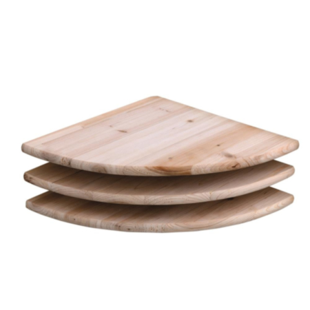 Pack of three solid pine naturally finished 28.5cm corner shelf kit