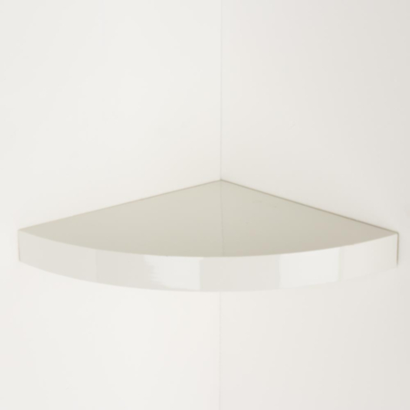 Hudson 29.5cm florating corner shelf kit in a gloss cream foil finish