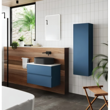 Urban 400mm Wall Mounted Tall Boy Unit - Blue