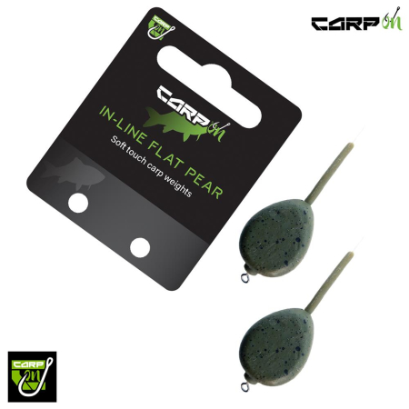 Carp On Soft Touch In-Line Flat Pear Fishing Weight 1.5oz Green/Black Spots