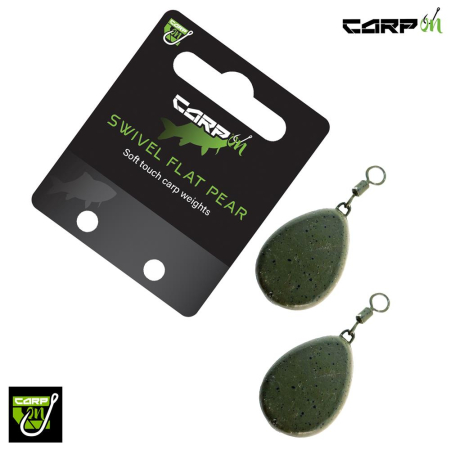 Carp On Soft Touch Swivel Flat Pear Fishing Weight 2.5oz Green/Black Spots