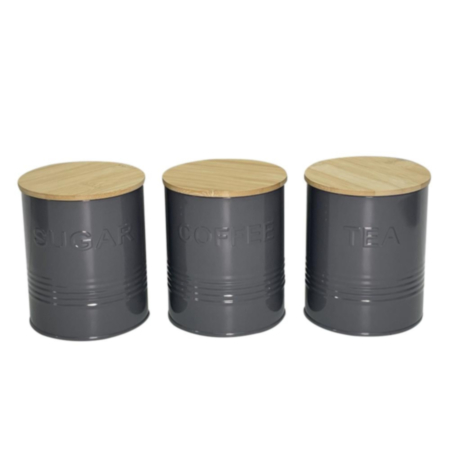 Apollo Tea, Coffee and Sugar Charcoal/Bamboo Canister Set