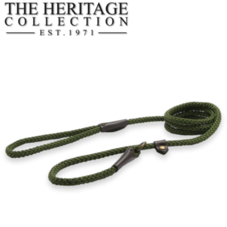 Ancol Heritage Rope Slip Lead - Green - 1.5m x 8mm