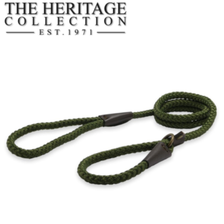 Ancol Nylon Rope Slip Lead - Green - 1.2m x 10mm