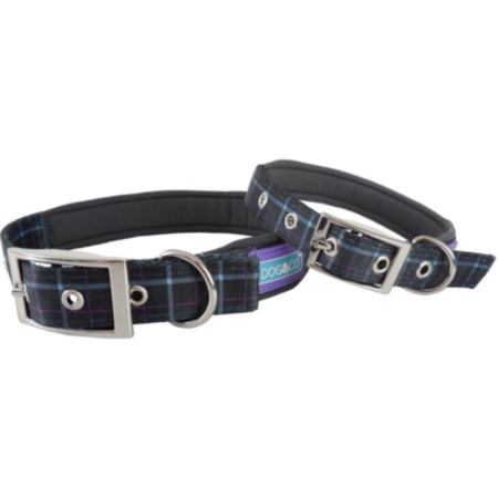 Dog & Co - Check Blue Padded Buckled Collar - 3/4" x 10-14"