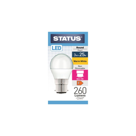 Status 25w LED Round Bayonet Cap Warm White Bulb