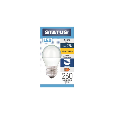 Status 25w LED Round ES Warm White Bulb